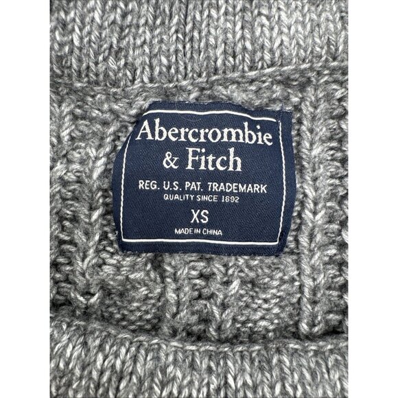 Abercrombie Fitch Women Gray Classic Fisherman Cable Knit Crew Neck Sweater XS - Picture 7 of 8